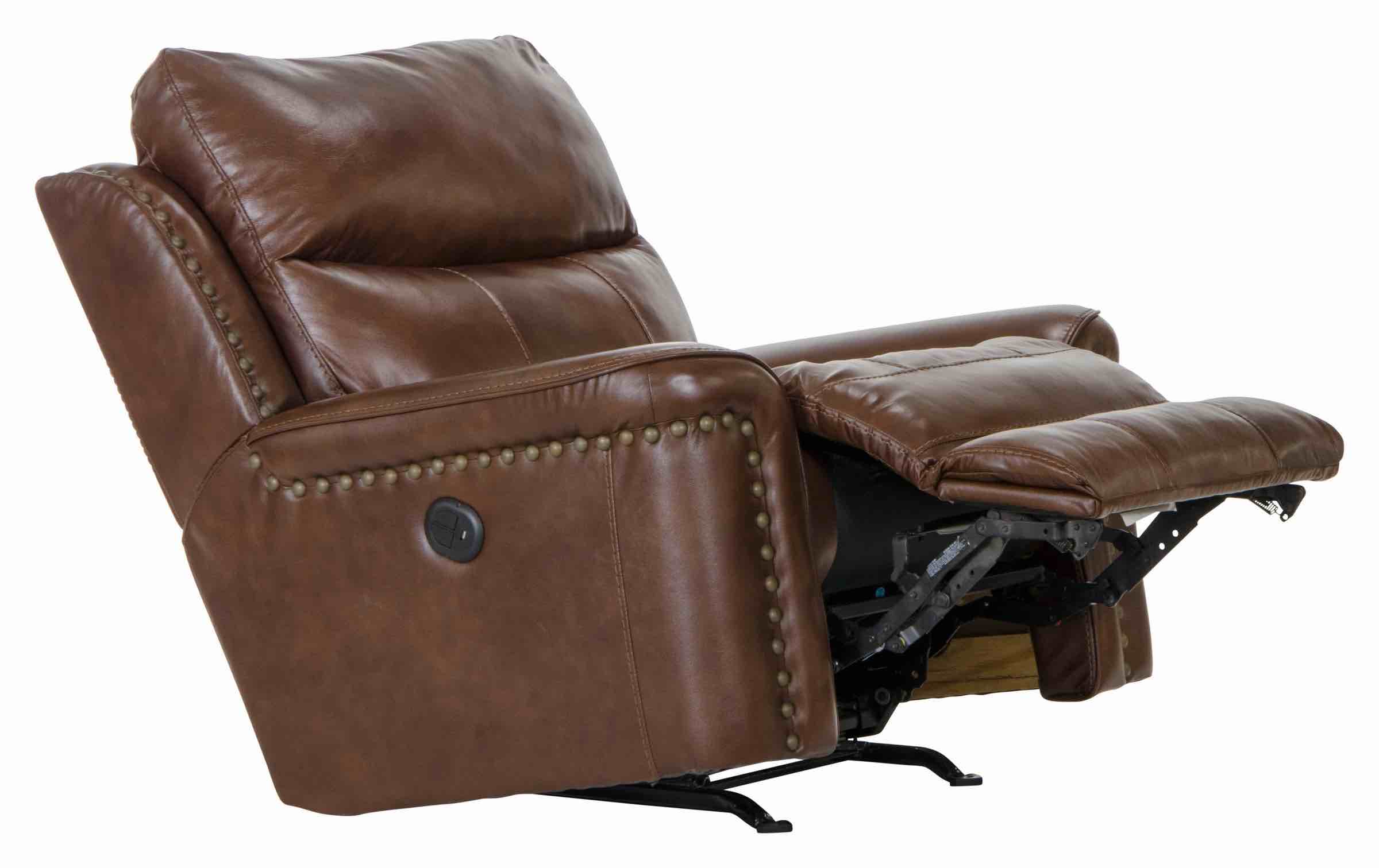 Condition photo showing New/Like New for ceretti - power wall hugger recliner - brown top grain italian leather 41.0"w x 41.0"d x 43.0"h