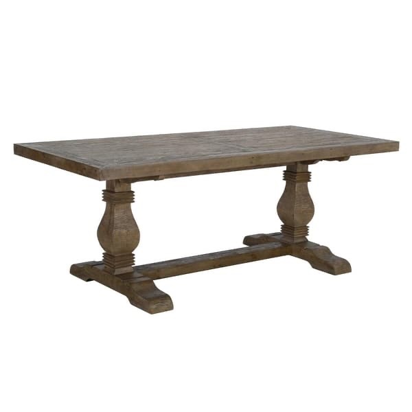 dalton reclaimed pine 84” distressed brown dining table, (table top only), table dimensions 84”l x 39.25”w, visible surface scuffs on tabletop, purely cosmetic and does not affect use.