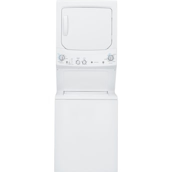 Condition photo showing New/Like New for ge electric stacked laundry center with 3.8-cu ft top load washer and 5.9-cu ft dryer, gently used, drain hose needs replaced (available at any hardware store for $15), unit has scratches on top left side (pictured/does not affect function)