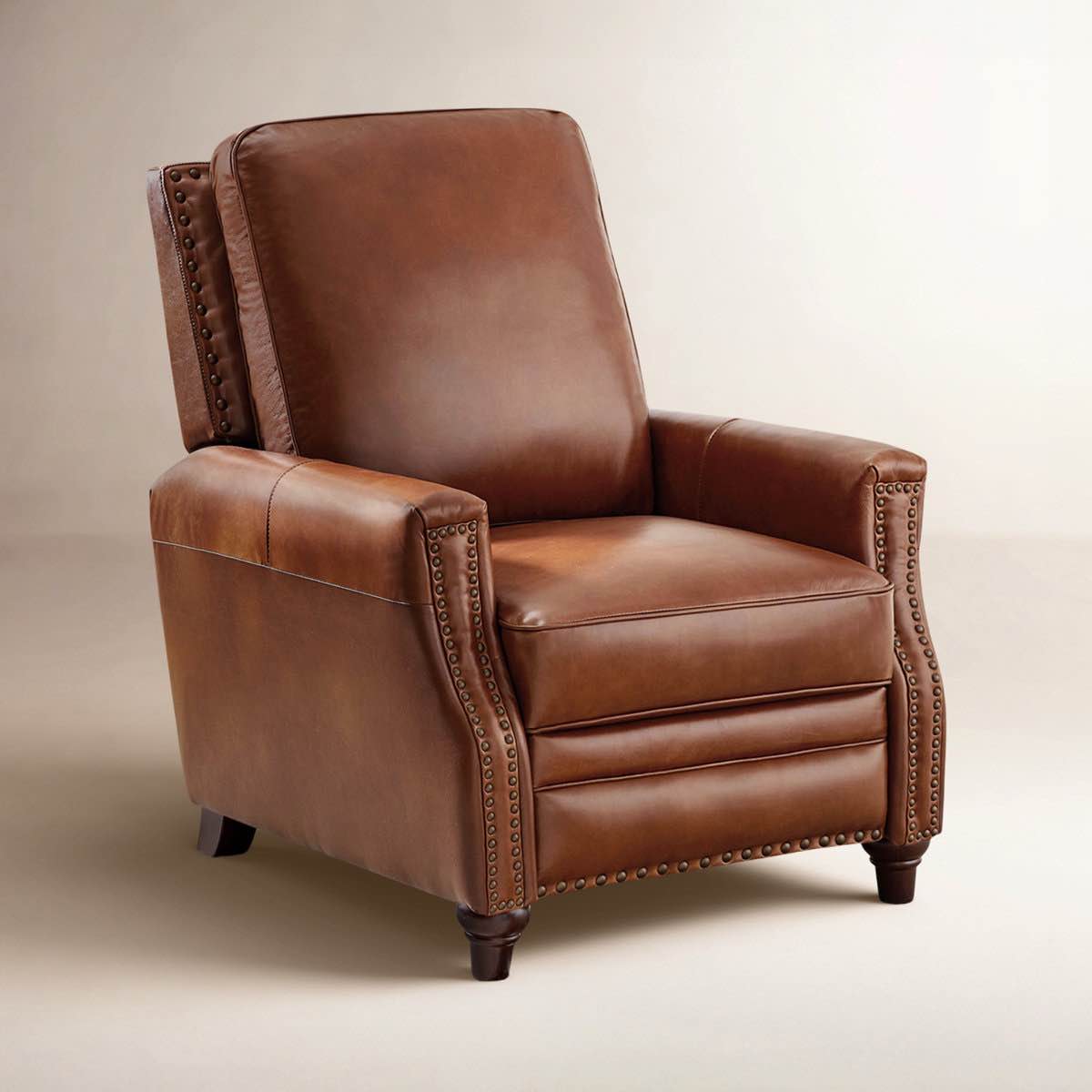 Condition photo showing New/Like New for andrena genuine leather manual recliner with nailhead trim 42'' h x 32.5'' w x 38.5'' d