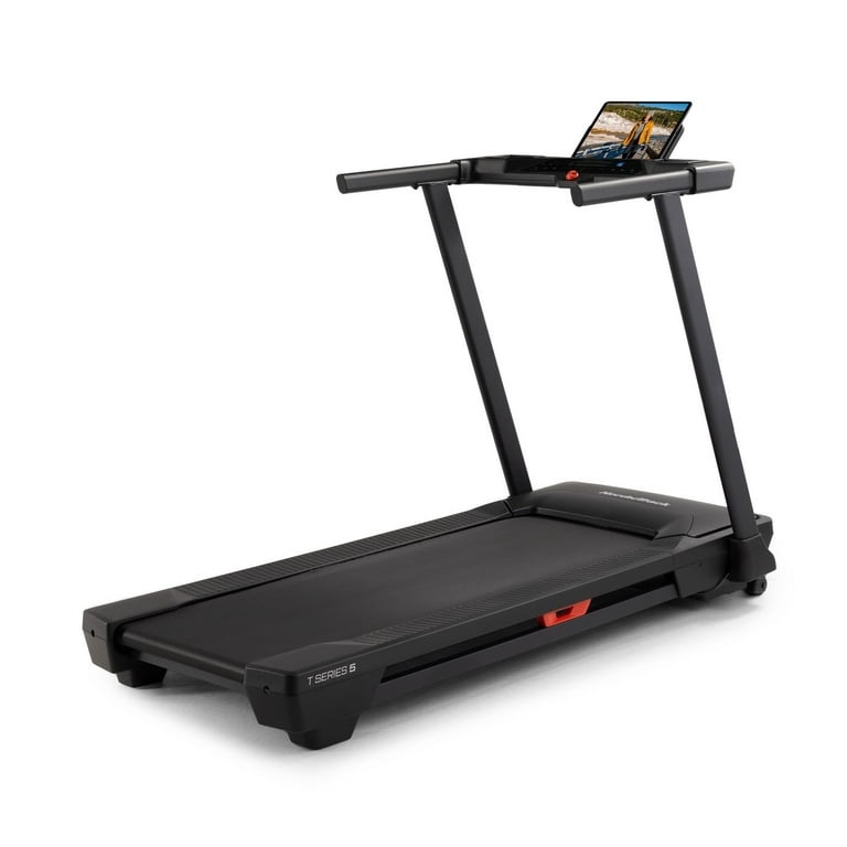 nordictrack t series 5 smart treadmill with 5" lcd display & device shelf, 0-10% incline, 0-10 mph, keyflex™ cushioning and powered by ifit- treadmill belt clicks when operating, small scuffs throughout body