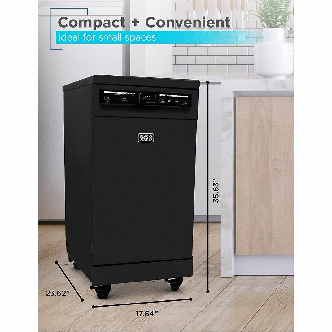 Condition photo showing New/Like New for 18in portable dishwasher dishwasher: black, energy star certified