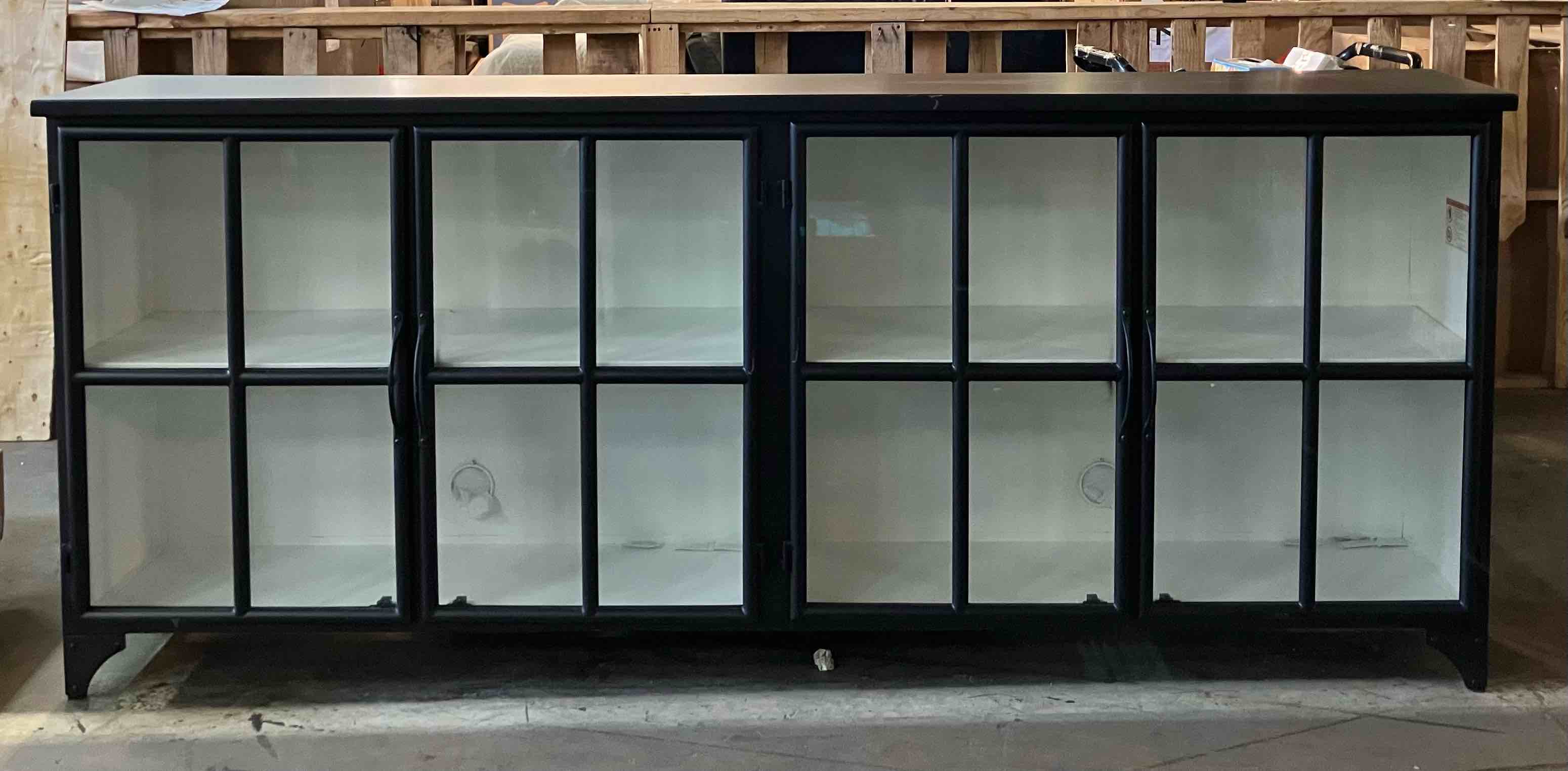 Condition photo showing New/Like New for camila black 94.5 inch sideboard - (item is new/like new, but it is noted that there are 2 scuffs/scratches on the top of item, pictured)