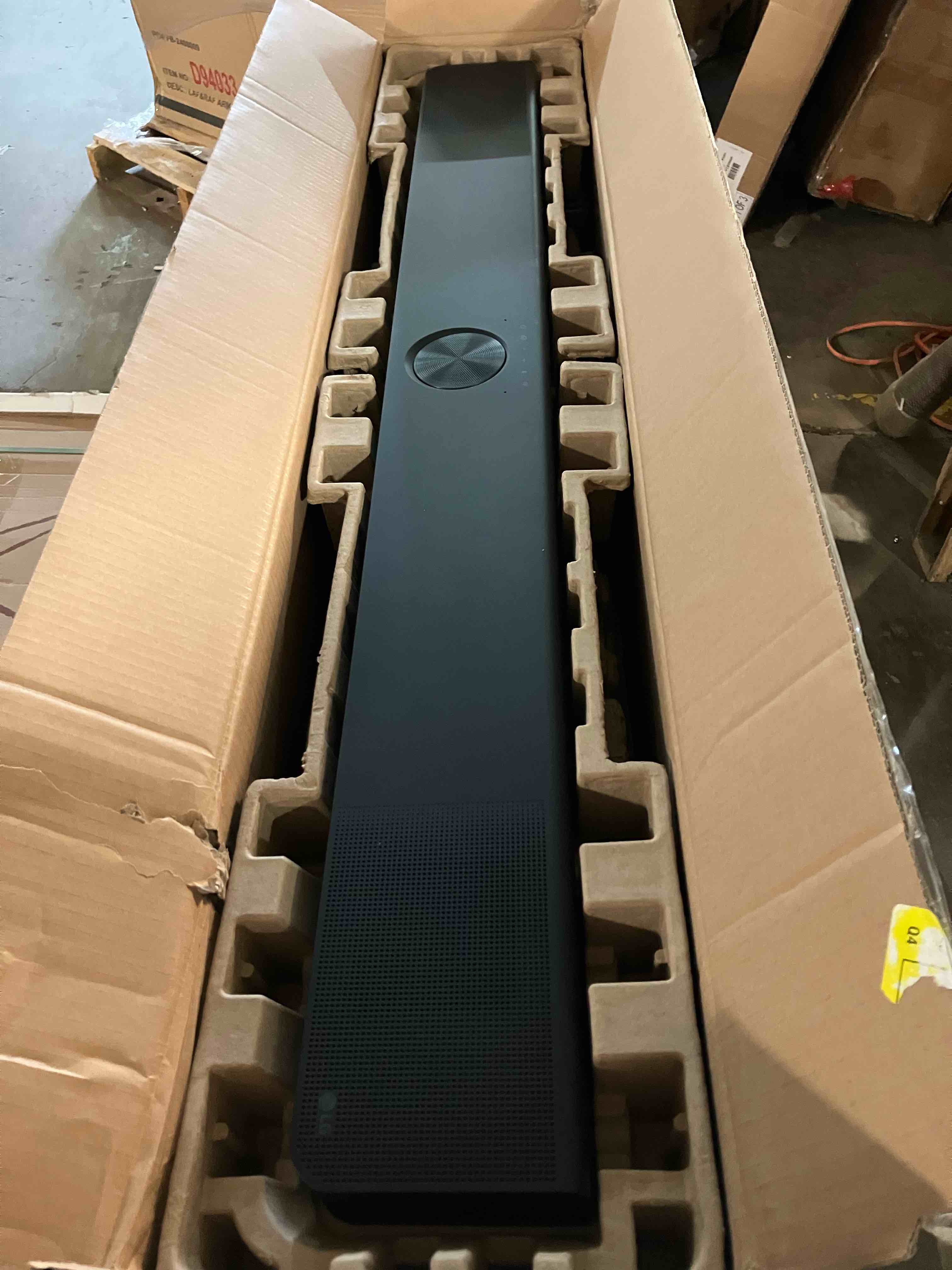 Condition photo showing New/Like New for lg - 9.1.5-channel s95tr home theater soundbar with wireless subwoofer and rear speakers, dolby atmos, wow orchestra - black - item in office