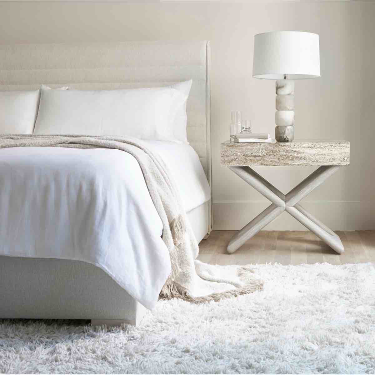 sereno nightstand 29'' h x 32'' w x 19.25'' d, (back left corner of stone top is chipped on top and bottom- pictured)