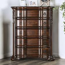 bella wood top 5-drawer chest in cherry with pewter hardware
