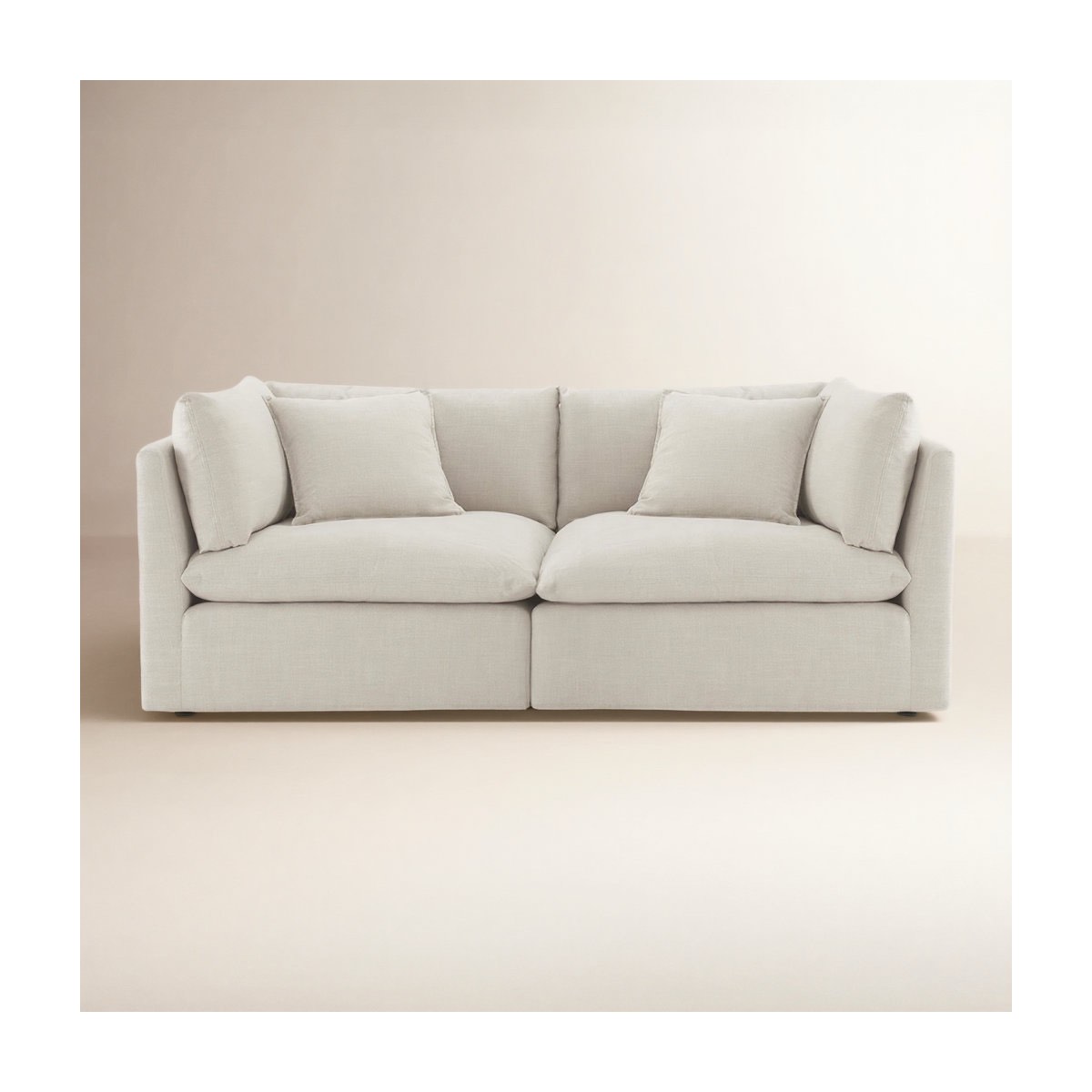 Condition photo showing New/Like New for annabella 2 - piece 81" modular sofa in effie linen- one unit is missing two leg covers (can be ordered on amazon, or used without)  33.46'' h x 81.1'' w x 40.55'' d