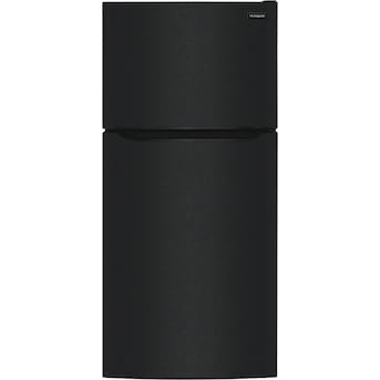 Frigidaire 18.3-cu ft Standard-Depth 30-in Wide Top-Freezer Refrigerator ( Black ) Garage Ready ENERGY STAR Certified - (Item is New/Like New, but it is noted that there is a small nickel sized dent on the right corner of the freezer door, pictured)