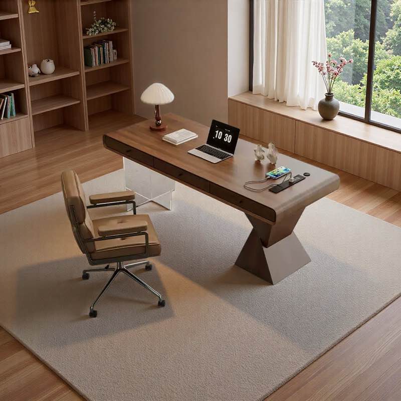 Full Solid Wood 70” Desk Top with 3 Drawers - DESK TOP ONLY, BASE SOLD SEPARATELY- (Good condition because the left drawer is damaged on the front, pictured)