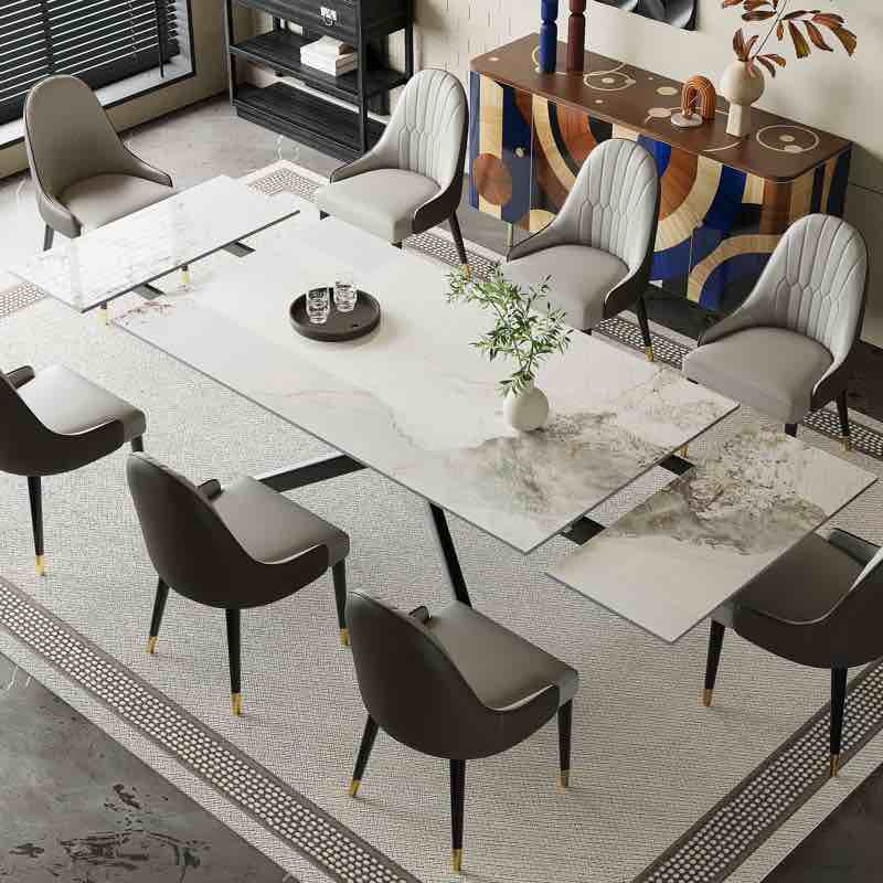 78.74'' To 110.24'' Rectangular Extendable Dining Table With Sintered Stone Top For 8-12 - TABLE TOP ONLY! Bases fit this tabletop can be purchased separately 