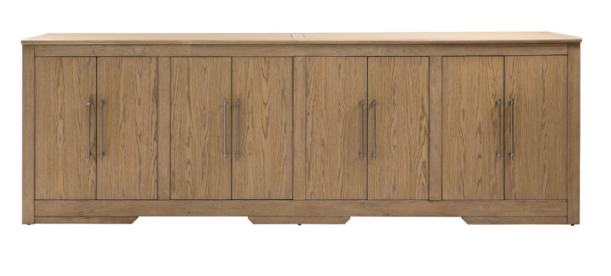 Delacruz Natural Wood 4 Door Single Shelf Sideboard (Row 20)