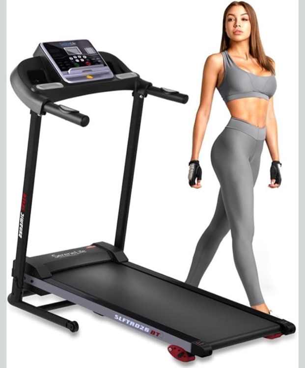 serenelife treadmills for home with 13% manual incline treadmill, 3.5hp - compact digital portable foldable treadmill with speakers, bluetooth, app sync, heart rate monitor, for walking, running, gym velocity classic