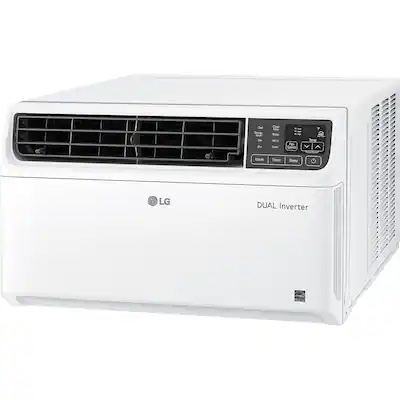 lg - 250 sq. ft. 6,000 btu dual inverter smart window air conditioner - white (small dent on side of unit, does not affect function, pictured)