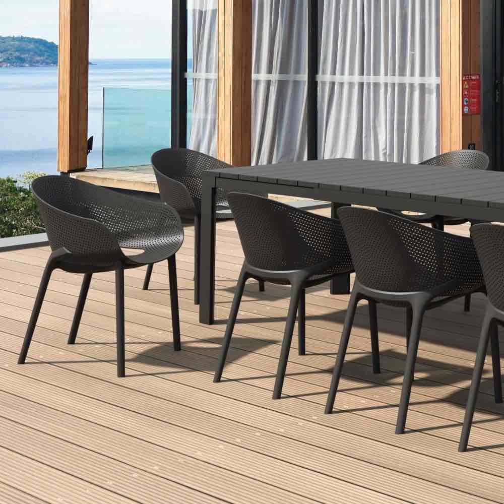 set of 4 sky pro stacking outdoor dining chair black