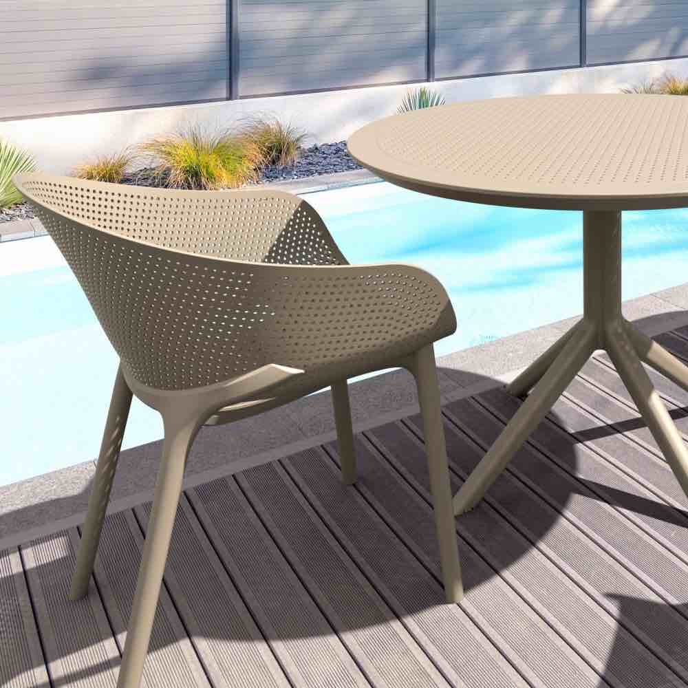 set of 2 sky pro stacking outdoor dining chair taupe