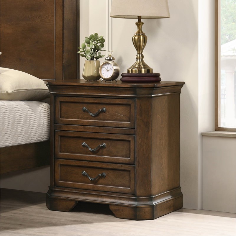Ailany Traditional Wood 3-Drawer Nightstand By Charlton Home