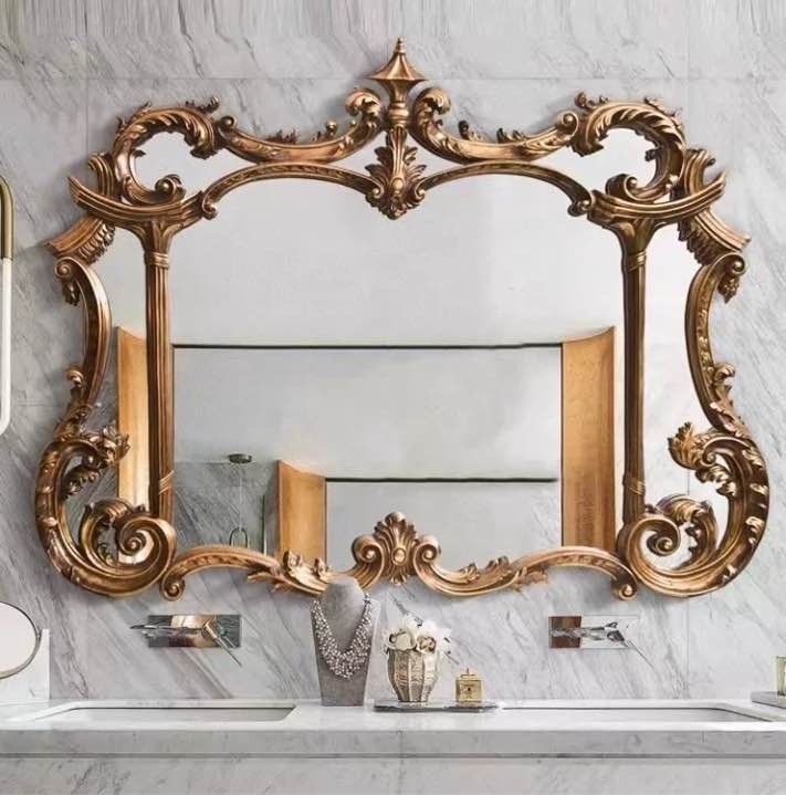 Contemporary Modern European Court Style Mirror (See Lot Photos for Exact Item) 48 x 40in.