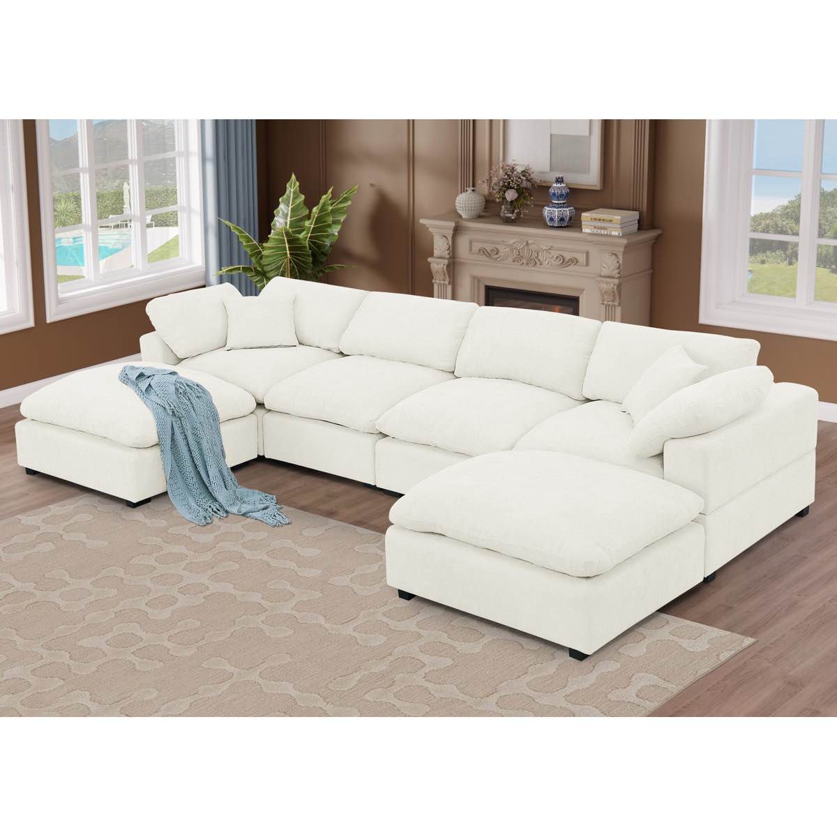 wilroy 6-piece reversible u-shaped sectional (sectional has small stains, needs steam cleaned) 35.8'' h x 143.2'' w x 71.6'' d