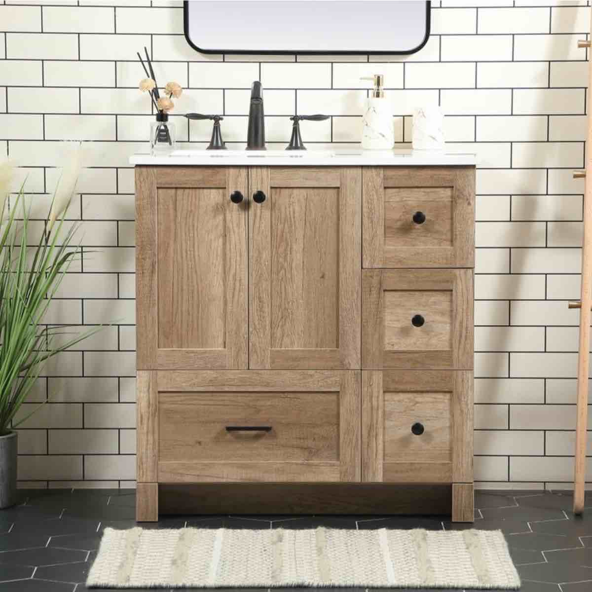 Soma 32'' Single Bathroom Vanity with Stintered Marble Top 34'' H X 32'' W X 19'' D