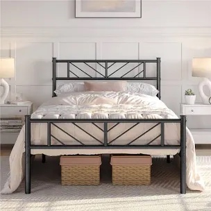 Armanni Platform Bed Frame with Design Headboard