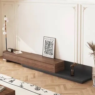 Modern Extendable Tv Stand With 3 Storage Drawers Fits Tvs 75in
