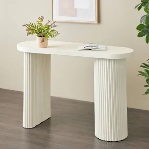 White Metal Handmade Oval Living Room Console Table