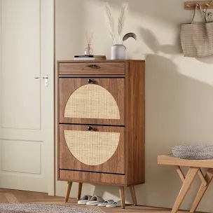 Cerina Boho Natural Rattan Shoe Storage Cabinet 