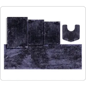 5 Piece Soft Absorbent Microfiber Bath Rug Set with Non-Slip