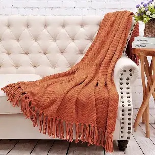 tweed knitted throw blanket