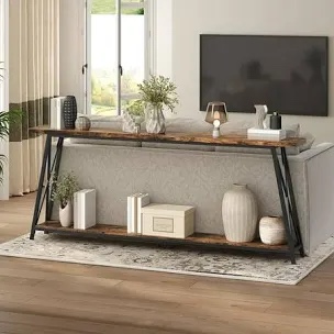 Sabira Console Table with Storage Extra Long Sofa Table Behind Couch