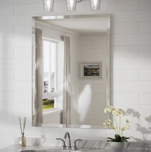 janica rectangle beveled frameless bathroom vanity mirror decorative wall accent mirror