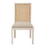 Bahriye Mahogany Upholstered Dining Chair, Cream