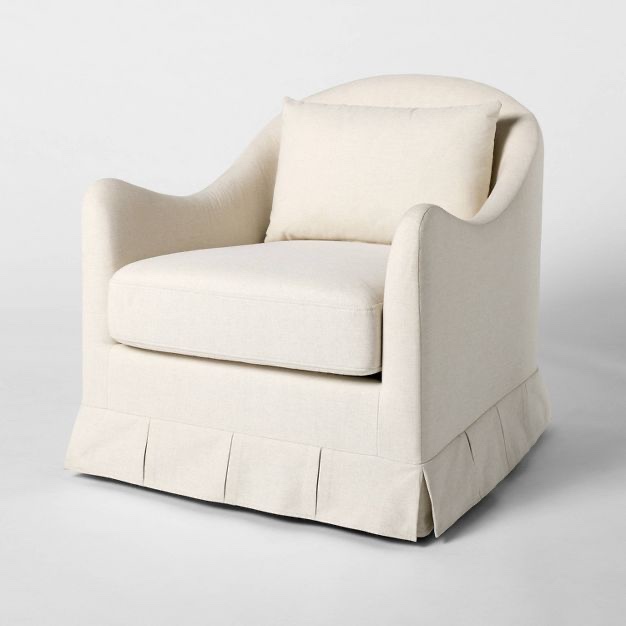 Box Pleat Swivel Glider Upholstered Accent Chair (Cream) - Threshold™ designed with Studio McGee