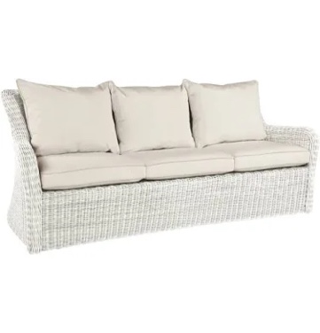 Kingsley Bate Sag Harbor Coastal Style 3 Seater Wicker Sofa for Outdoor Patio in Classic White - 85”L x 34.5”D x 33.5”H - (Cushions sold separately for your own customization)