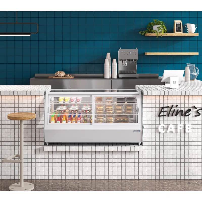 48 in. Self-Service Countertop Display Refrigerator in White (CDC-250-WH). Door needs reattached, small dent in back left corner, does not effect functionality of the fridge gets cold immediately and remains cold. 