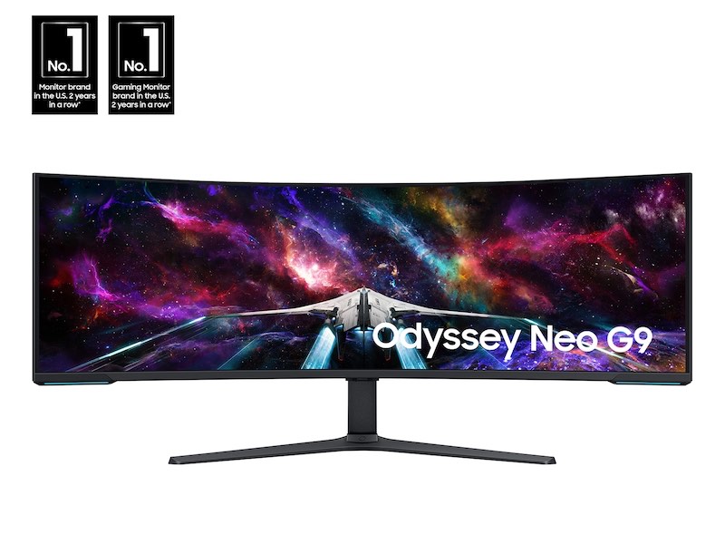 SAMSUNG 57" Odyssey Neo G9 Series Dual 4K UHD 1000R Curved Gaming Monitor, 240Hz, 1ms with DisplayPort 2.1, Quantum Mini-LED, DisplayHDR 1000, AMD FreeSync Premium Pro, LS57CG952NNXZA, 2023. Has some screen damage, still usable, all accessories are included. 
