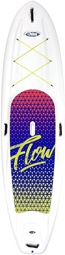 Flow 106 Recreational Paddle Board in White. Length: 126 in - 320.04 cm Height: 6 in - 15.24 cm Width: 32 in - 81.28 cm Weight: 48.5 lb - 22.0 kg
