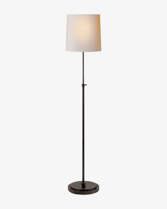 Fremont Designs Bryant Floor Lamp in Bronze with Hand-Rubbed Antique Brass. Lamp shade sold separately