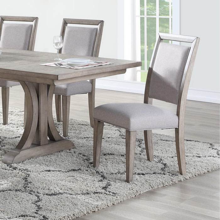 Winners Only Xena Grey Oak Wood Framed Chair with Soft Grey Cushioning, DX3450S Cushion Back Side Chair, Set of 2