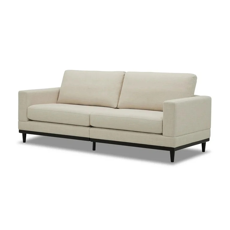 Better Homes & Gardens Springwood Wood Frame 83.46" Couch, Cream Linen, Black Woodbase Finish
