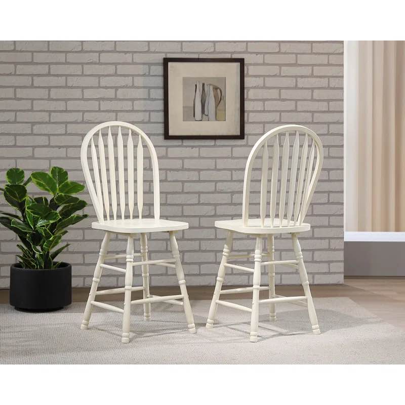 Mattes Solid Wood 24'' Farmhouse Dining Chairs (Set of 2) in Antique White