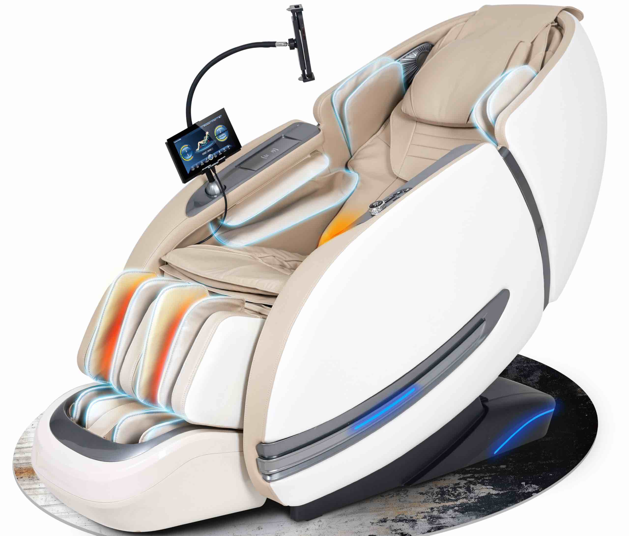 Zero Gravity SL-Track Shiatsu Massage Recliner Chair in Cream & Beige