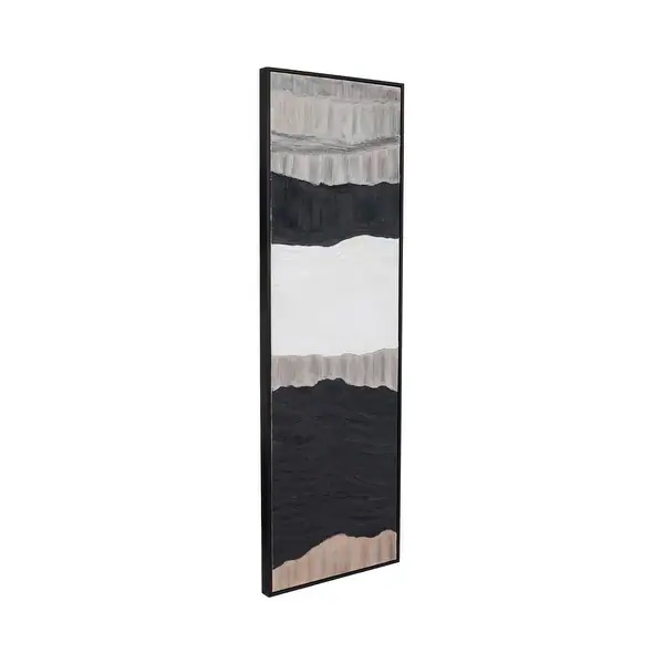 22" x 70" Dario Handpainted Abstract Wall Art in a 2” Traditional Black Wooden Frame.