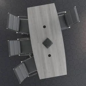 120W X 48D Thermal Fused Platinum Grey Laminated Wood Boat Shaped Conference Table Top