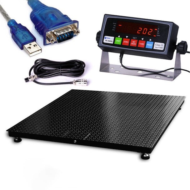 5000 Lbs X 1lb 4' X 4' (48" X 48") Floor Scale With Indicator, Heavy Duty Steel, 1lb Difference Max, 5000lb Capacity, USB Connection. 