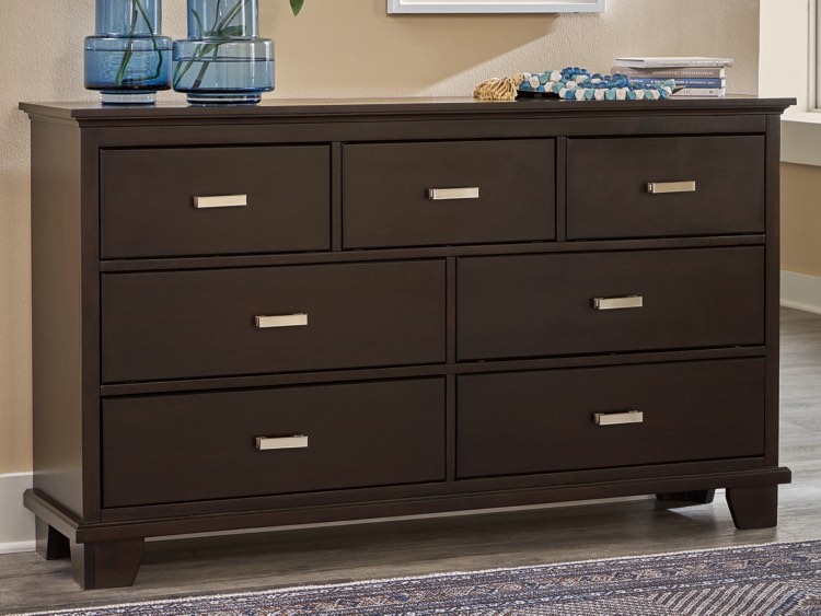ashley signature covetown 7 drawer dresser - (buy and repair- drawers need rehinged, bottom right drawers are stuck/damaged, some scratches on top of dresser)