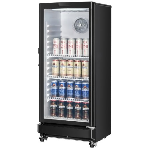 VEVOR Commercial Merchandise Refrigerator, 5.7 CU.FT Glass Door Display, with 3 Adjustable Shelves and Soft LED Light, Black 