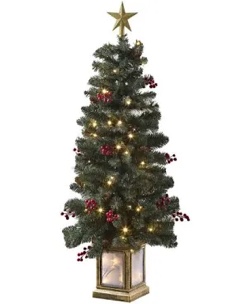 Premium 4Ft Pre Lit Artificial Pencil Christmas Tree With Hollow Base (set of 2)