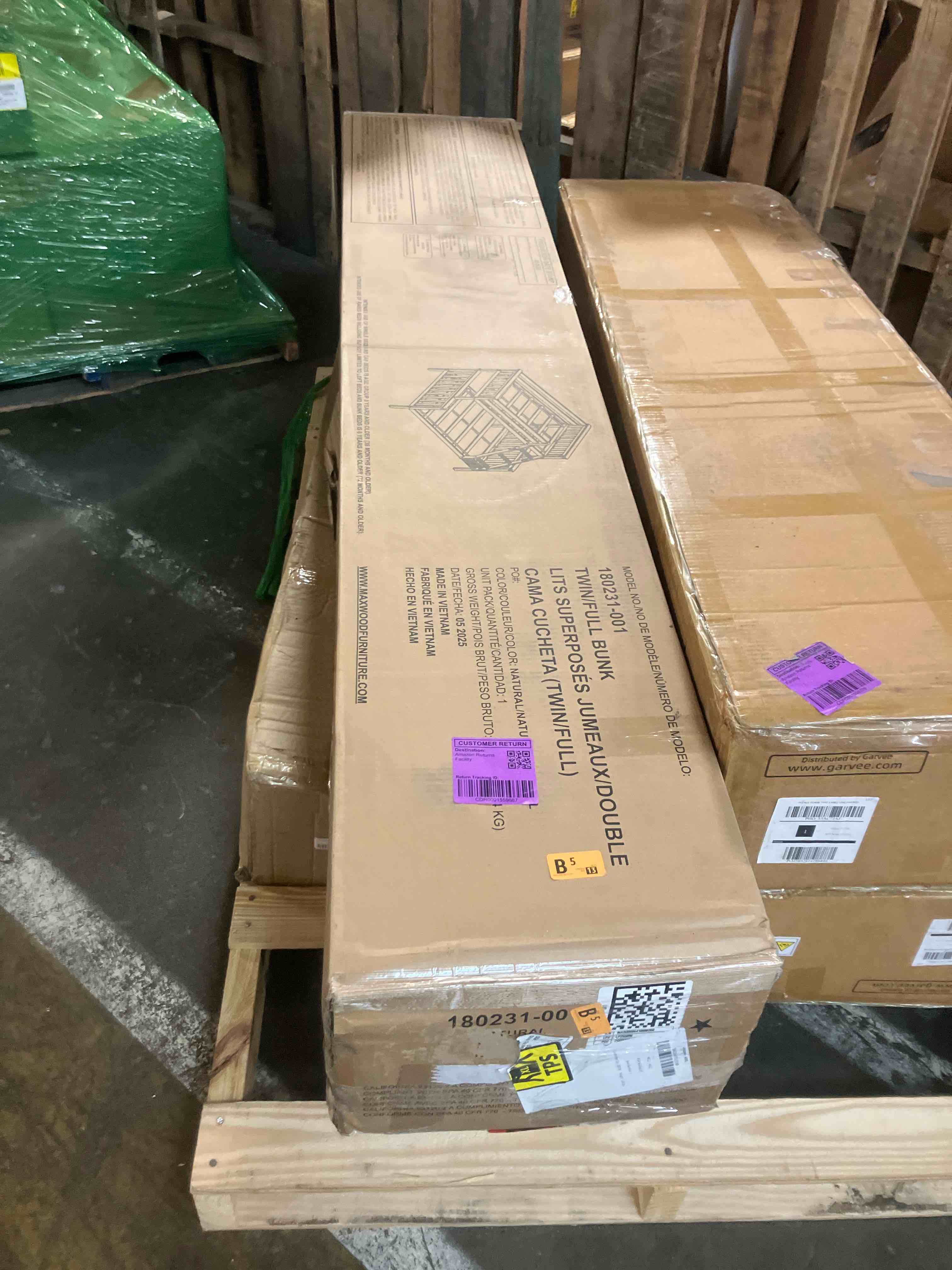 Condition photo showing New/Like New for flexispot twin over full solid wood bunk bed with thick posts,wooden bunk bed with high guardrail and ladder for kids, teens, dorm rooms, and guest rooms,no box spring needed,natural