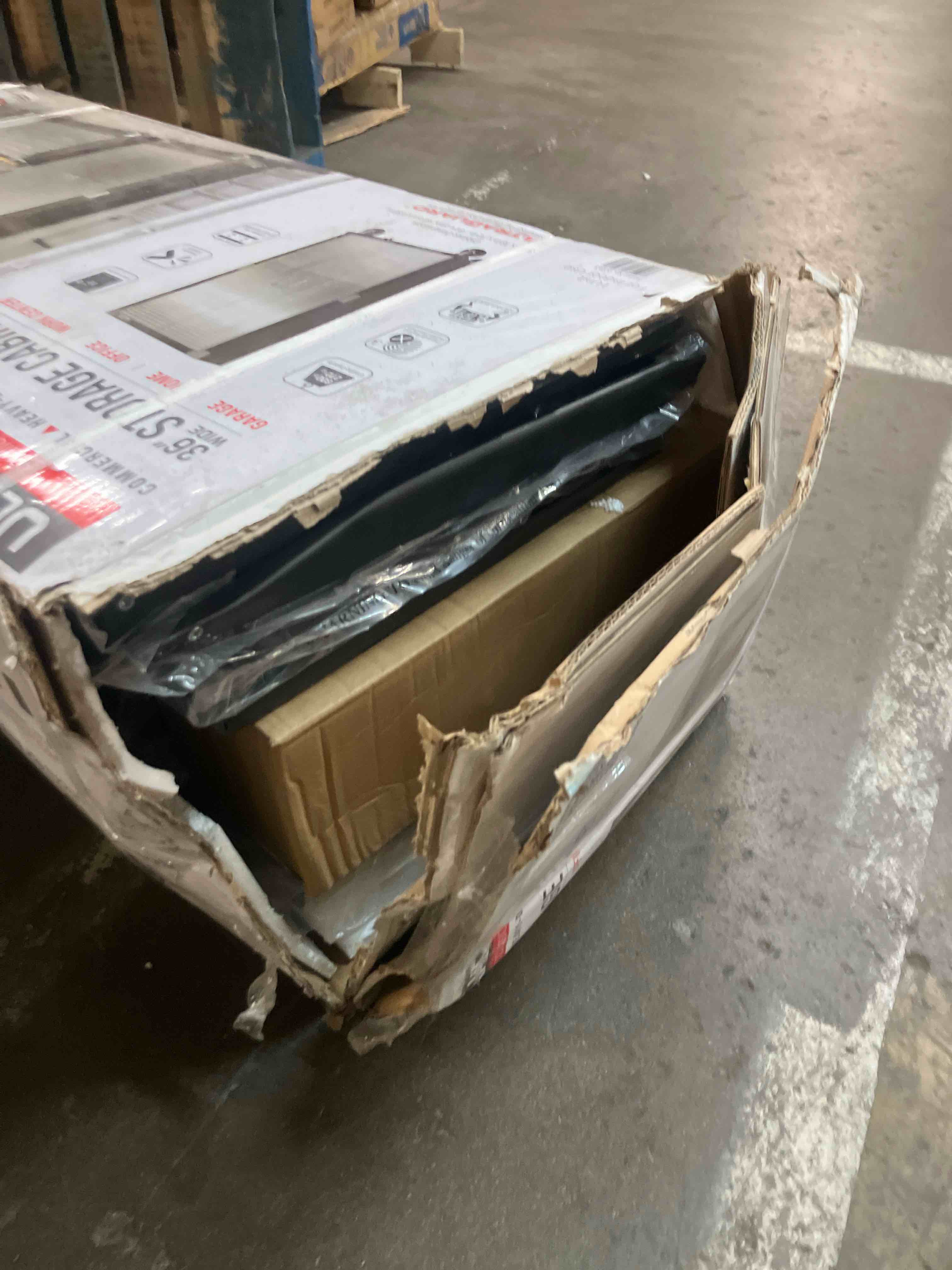 Condition photo showing Good Condition for UltraHD Seville Classics 36” storage cabinet (Hardware missing)